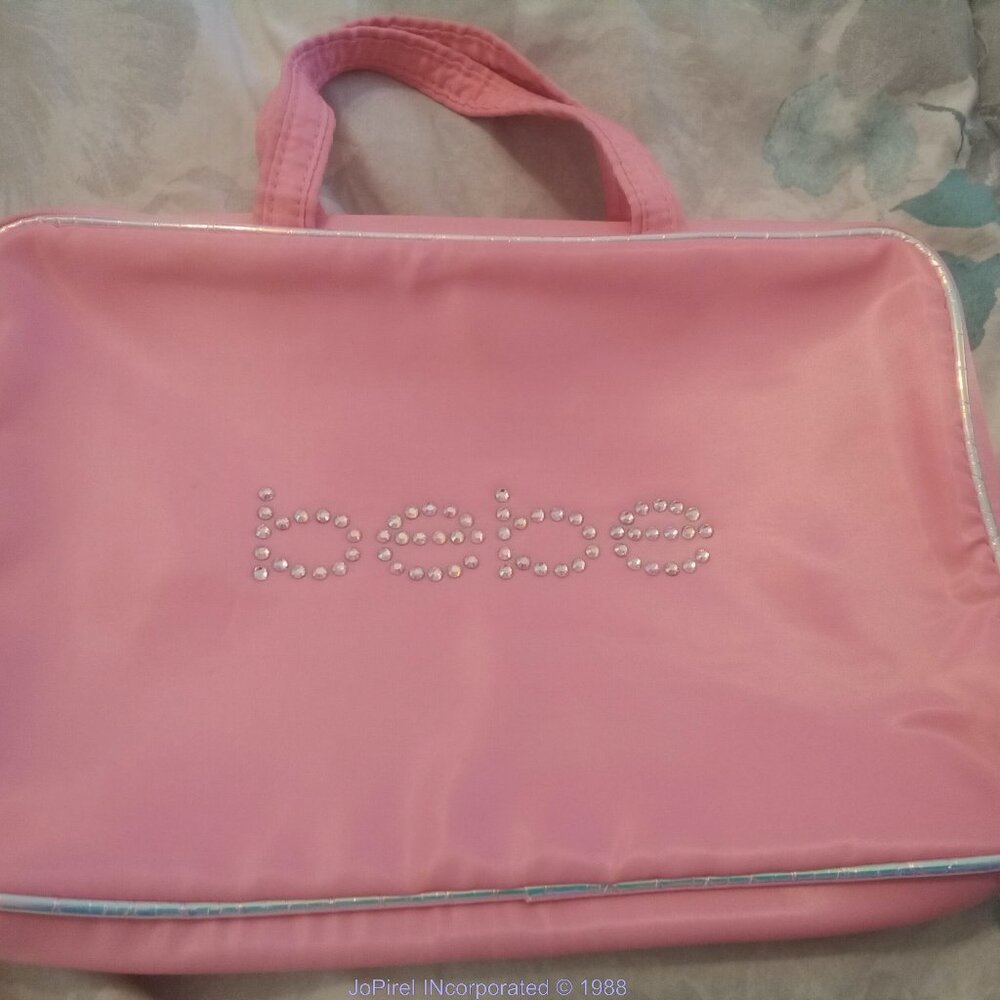 BeBe Pink Satin-Sheen Look Travel Cosmetic Glamour Purse